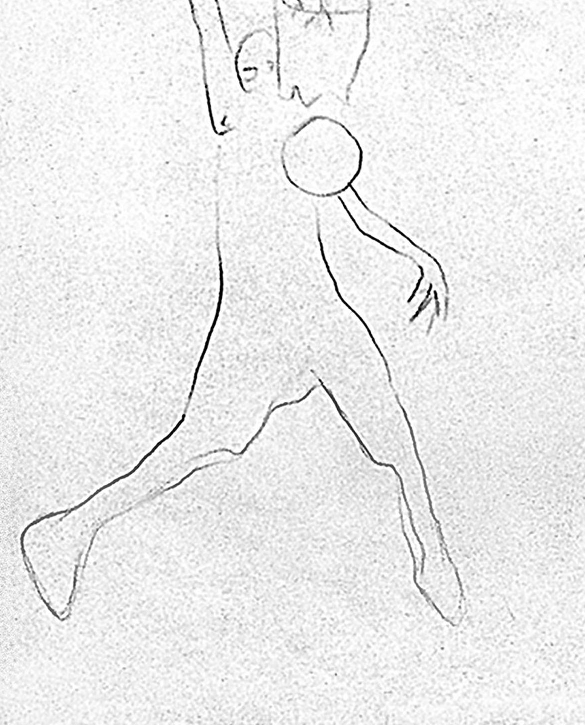 Incre de chine painting of male basketball player live at Pro City Summer Basketball Tournament (at Hunter College) Copyright Jane Rubin circa 1998-2012