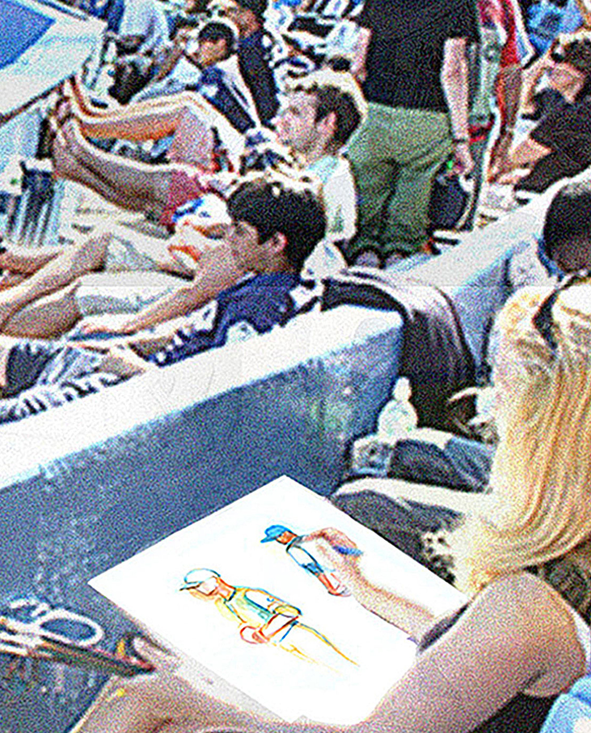 Jane Rubin — a former ballet dancer who can paint other athletes in motion — painting live at at MLB Stadium in 2008.