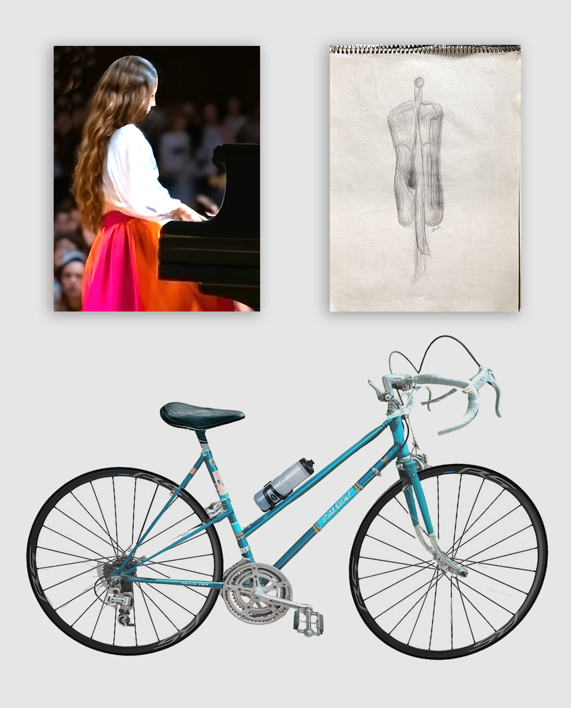 Jane Rubin was a ballerina, pianist and cyclist growing up. Jane is a biological feminine girl who rode only girl's bicycles. Pencil drawing of my pointe shoes from life drawn in my pre-teens. Jane Rubin had no formal training in art when this was drawn. © Jane Rubin circa 1974-76
