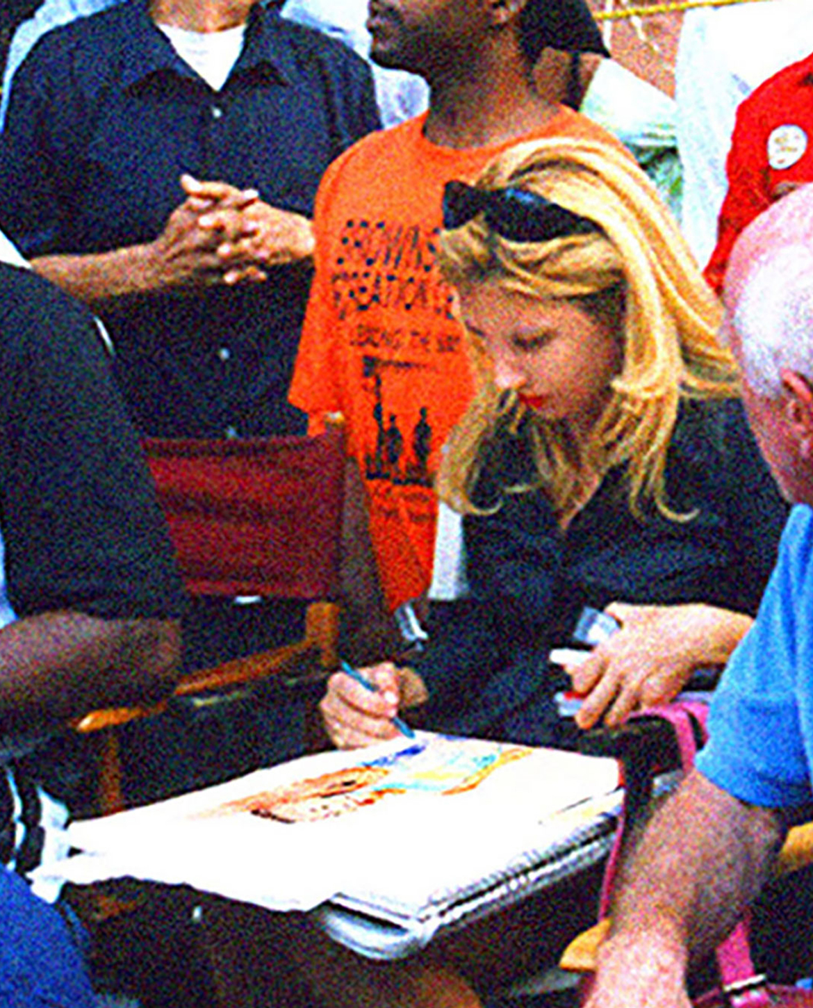 Jane Rubin — a former ballet dancer who can paint other athletes in motion — painting live at Kenny Graham's West 4th Street Basketball Tournament Championship in 2005.